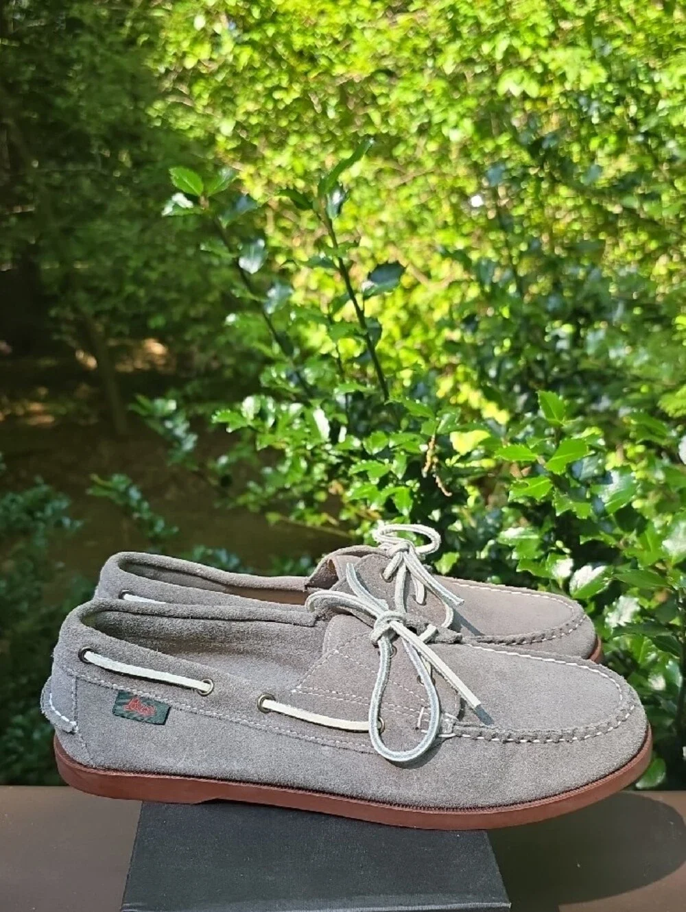 G.H. Bass & Co. Men’s Taupe Suede Boat Shoes with Brown Sole